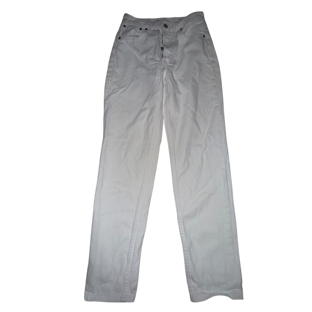 Denim Forum The BF High‎ Rise Loose Jeans 24 White Button Fly Relaxed Minimalist